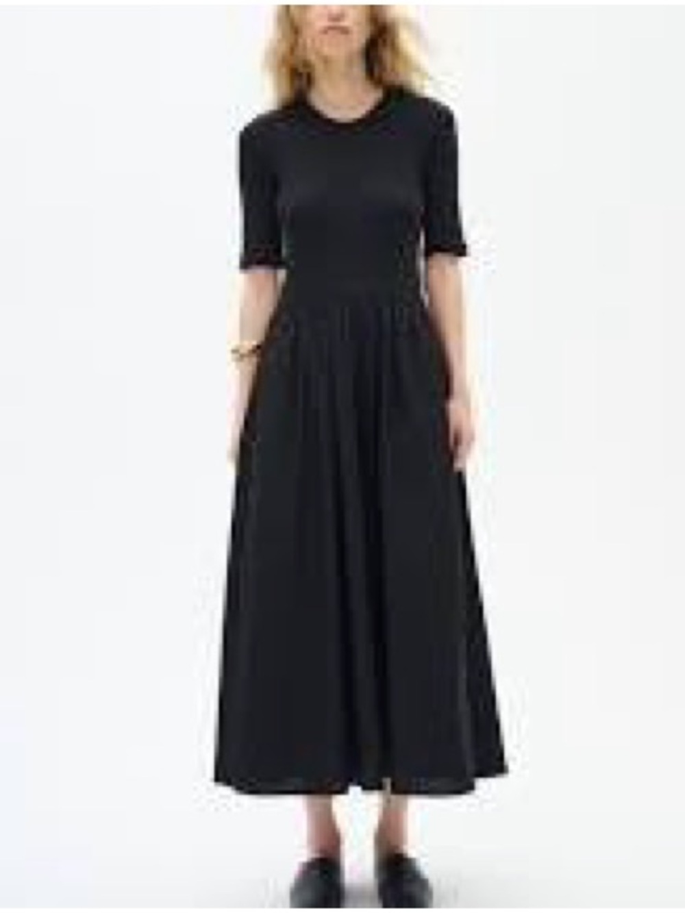 InWear Copenhagen Dagnama Mixed Media Ribbed Knit Poplin Maxi Dress Size S